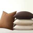 Decorative Throw Pillow Covers Neutral Brown Linen Flange Fall Farmhouse Throw Pillows for Couch Pack of 4 Rustic Cushion Covers for Couch LivingRoom Bed and Balcony Home Decor 20x20 Inch