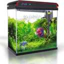 Glass 5 Gallon Fish Tank Aquarium - Smart Self-Cleaning Starter Kit with 3-Color LED Light, Ultra Quiet Pump & Filter, Temperature Monitoring for Betta Fish and Shrimp
