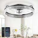 Ceiling Fan with Lights and Remote, 20 Inch Low Profile Ceiling Fan, Night Light Flush Mount Ceiling Fans Light, 3CCT Dimmable, Modern Fandelier Ceiling Fans for Bedroom (Black, 20 Inch)
