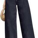 Women's High Waisted Wide Leg Jeans - Stretchy Straight Leg Denim Pants, 2025 Trendy Casual Comfort Fit (16, Dark Blue)