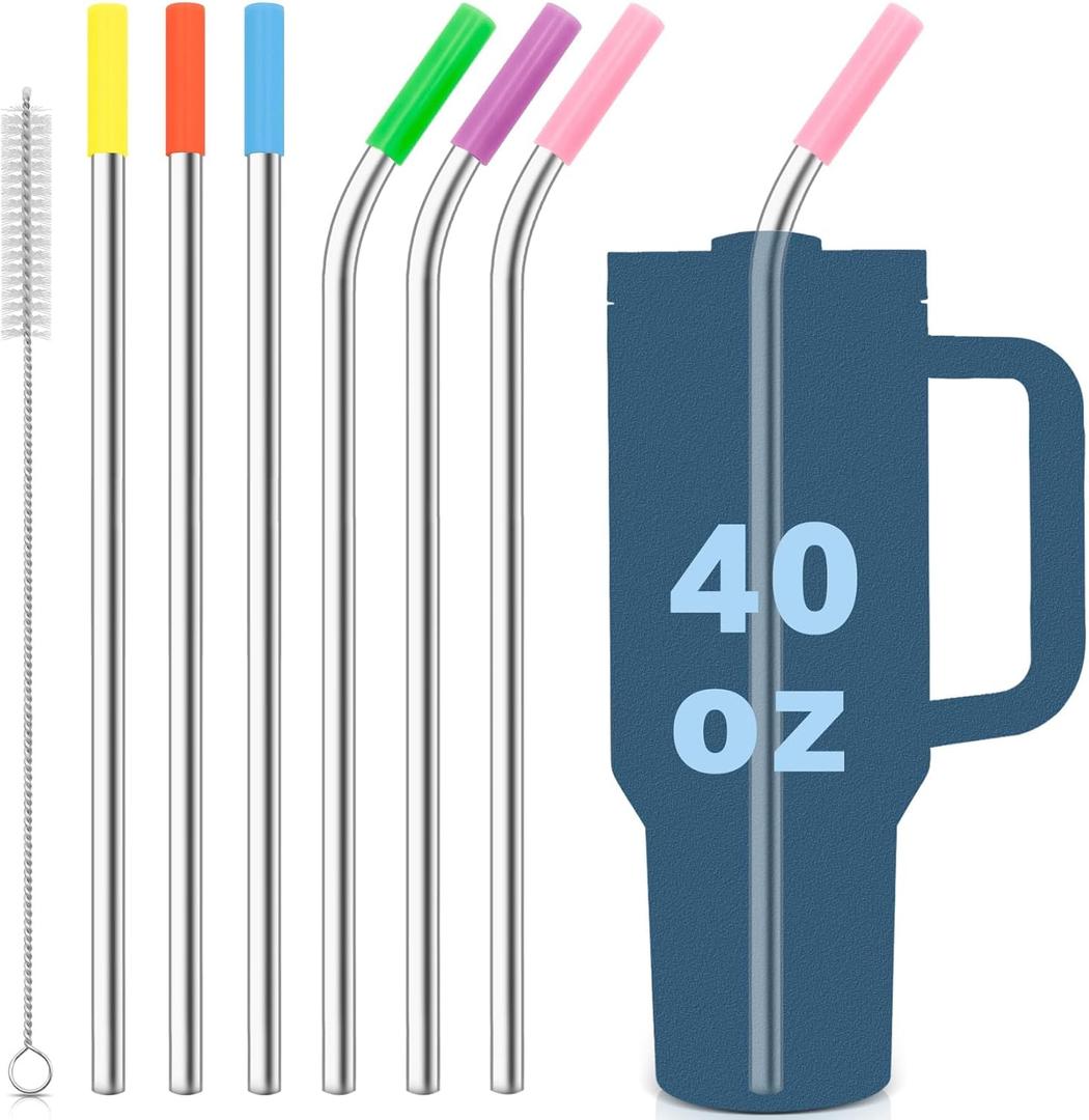 Stainless Steel Replacement Straws for Stanley Adventure Travel Tumbler (6 Straws With Tips for 40oz)