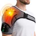 Cordless Shoulder Heating Pad with Vibration for Rotator Cuff Pain Relief, Arm Heated Massage Pad, Shoulder Support Brace with 3 Heating Levels & Vibration, Left or Right (Grey)