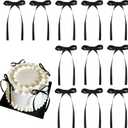 30 Pack Bow Cake Toppers Black Ribbons Bows for Cake Coquette Themed Bow Cupcake Toppers Black Bow Birthday Decorations for Baby Shower, Birthday, Wedding, Bachelorette, Valentines Day Decoration