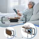 Bed Rails for Elderly Adults Safety with Foldable Side Table, ASTM Approved Adjustable Bed Assist Rail for Seniors, Non-Slip Handle, Storage Pocket, Fits Twin/Full/Queen/King