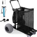 Beach Cart Foldable Fishing Trolley with 12 inch Balloon Wheels for Sand All-Terrain