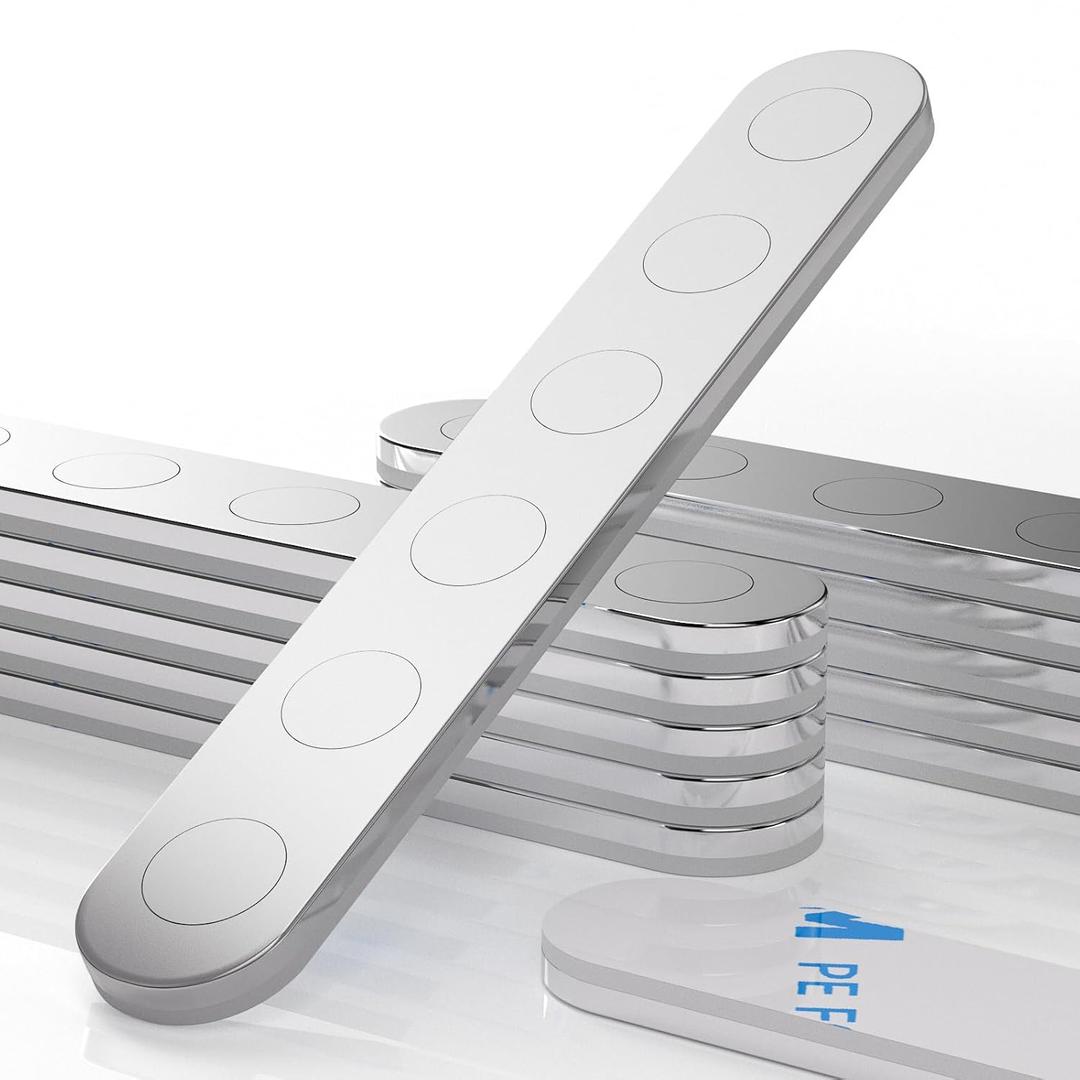 Unbreakable Strong Magnets, 12 Pack Self-Adhesive Heavy Duty Neodymium Bar Magnets, Sticky Powerful Rare Earth Magnet for Fridge Tool School Office Home Kitchen DIY Room 65x10x2mm (N52-12PCS)