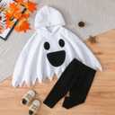 Noubeau Toddler Baby Boys Girls Halloween Costume Ghost Cloak Hooded Top Black Pants Boo Spooky Ghost Costume Cosplay Clothes (7-8 Years)