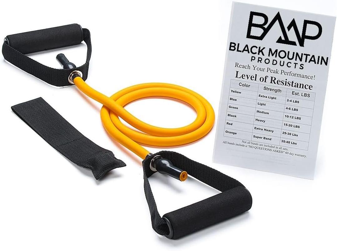 Black Mountain Products Single Resistance Band - Door Anchor and Starter Guide Included (Orange)