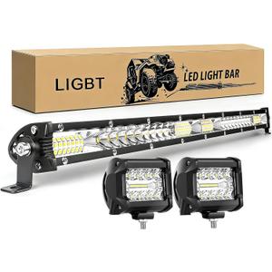 LIGBT LED Light Bars Kit White 21 Inch 204W Slim Light Bars 60W 4Inch LED Pods 12V 24V Fog Driving Lights Car Truck ATV Tractor Work Light Roof Bumper Lamp Offroad Lights