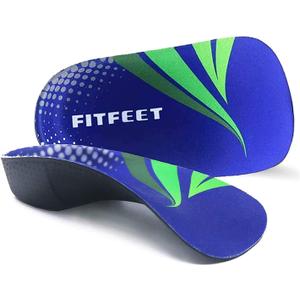 RooRuns FitFeet Orthotic Inserts 3/4 Length, High Arch Support Foot Insoles for Over-Pronation, Plantar Fasciitis, Flat Feet - Shoe Inserts for Walking, Running Men and Women (M | Men's 6.5-8.5, Women's 7.5-9.5)