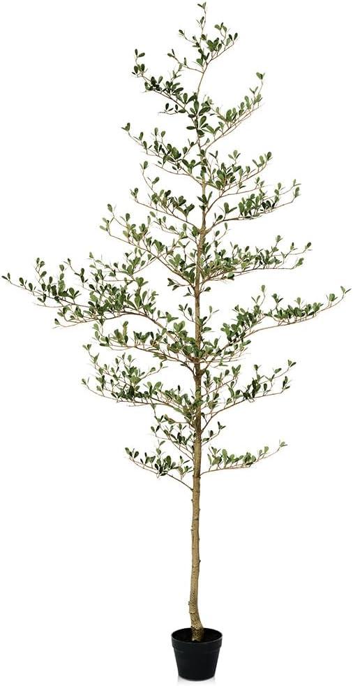 Artificial Black Olive Tree 7ft - Shady Lady UV Resistant Faux Olive Trees Indoor Outdoor Decor - Modern Aesthetic Tall Fake Plants with Pot for Home Office Living Room Patio Floor, VN140