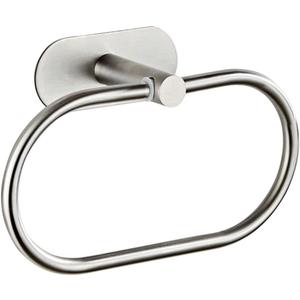 Self Adhesive Towel Ring for Bathroom Stainless Steel Adhesive Hand Towel Holder No Drilling Modern Hand Towel Hanger Stick on Wall Brushed Nickel (Large)
