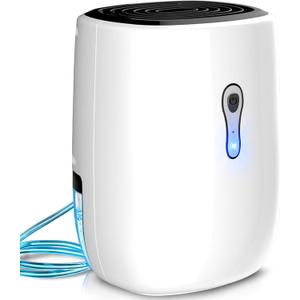 Dehumdifier for Home, 27 OZ Auto Shut Off Small Dehumidifiers for Bathroom with Drain Hose Portable Ultra Quiet Mini Air Dehumdifier Bedroom, RV, Closet, Basement (260 sq. ft) White
