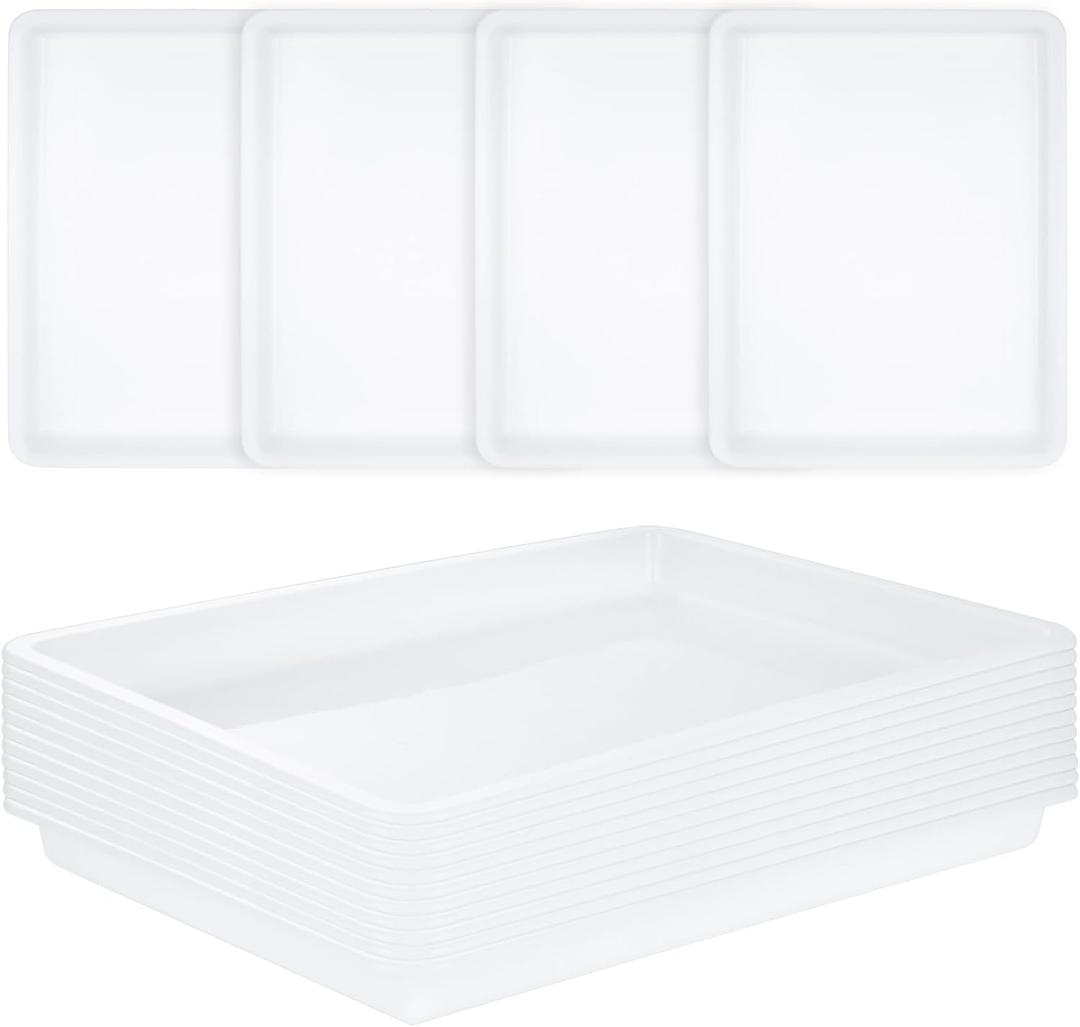 15 Pack Plastic Art Tray, White Plastic Trays for Arts and Crafts, Craft Activity Tray Sensory Tray Organizer Tray for Lego, Sand, Beads,