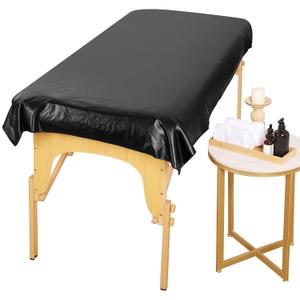 Waxing Pad for Esthetician Bed  Waterproof PU Leather Spa Massage Table Cover with Elastic Straps, Lash Bed Cover Wipeable & Reusable, Black, 78" x 35.4"