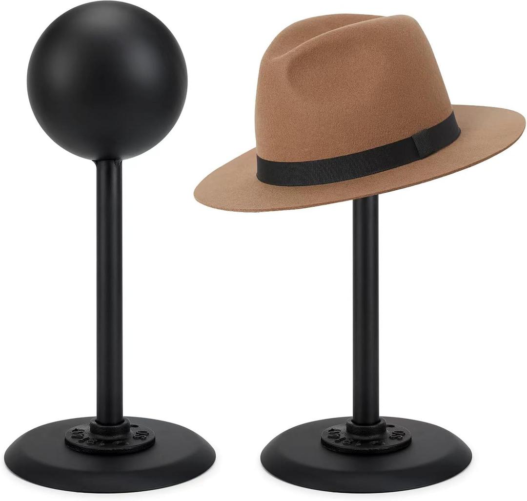 XIAO PEI Hat Holders Vintage Dome Shape Design Removable Metal hat stands/Helmet/Cap/Wig Storage Holder Display Stand. (2 Black)
