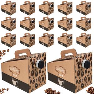 Dandat 30 Pack Disposable Coffee Dispenser Box 96 oz - Thick Hardboard Insulated Coffee to Go Container with Handle & Lids, Hot Cold Bulk Beverage Dispenser for Parties, Catering, Take Out