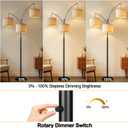 Dimmable 3 Lights Floor Lamp - 3000LM Super Bright Arc Floor Lamps for Living Room, Modern Tall Standing Lamp With Beige Shades, Mid Century Tree Floor Lamp for Bedroom Office, 3 LED Bulbs Included