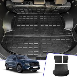 Rongtaod Cargo Mat Compatible with 2021-2023 Hyundai Santa Fe (Fit 5 Seats) Trunk Mat Cargo Mat Cargo Liner All Weather Trunk Liner 2022 Santa Fe Accessories (Trunk Mat+Backrest Mats)