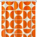 Riyidecor Orange Geometric Modern Shower Curtain 72Wx72H Inch Mid Century Shower Curtain Abstract Boho Retro Minimalist Contemporary Bathroom Decor Fabric Polyester Waterproof 12 Pack Hooks