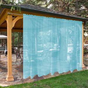 SpaceDresser Waterproof Outdoor Sheer Curtains for Patio - 2 Panels Rod Pocket Indoor Voile Sheer Curtain for Living Room,100W x 96L inch, Aqua
