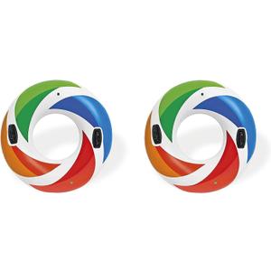 Intex Inflatable Color Whirl Floating Tube Raft w/Handles (Set of 2) 48in 58202EP