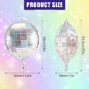 PEUTIER 4pcs Big Disco Ball Balloons, Disco Ball Ballons Decorations Big Disco Ball Balloons Mirror Ball Balloons for 70s Baby Shower Birthday Festival Ceremony Dance Party