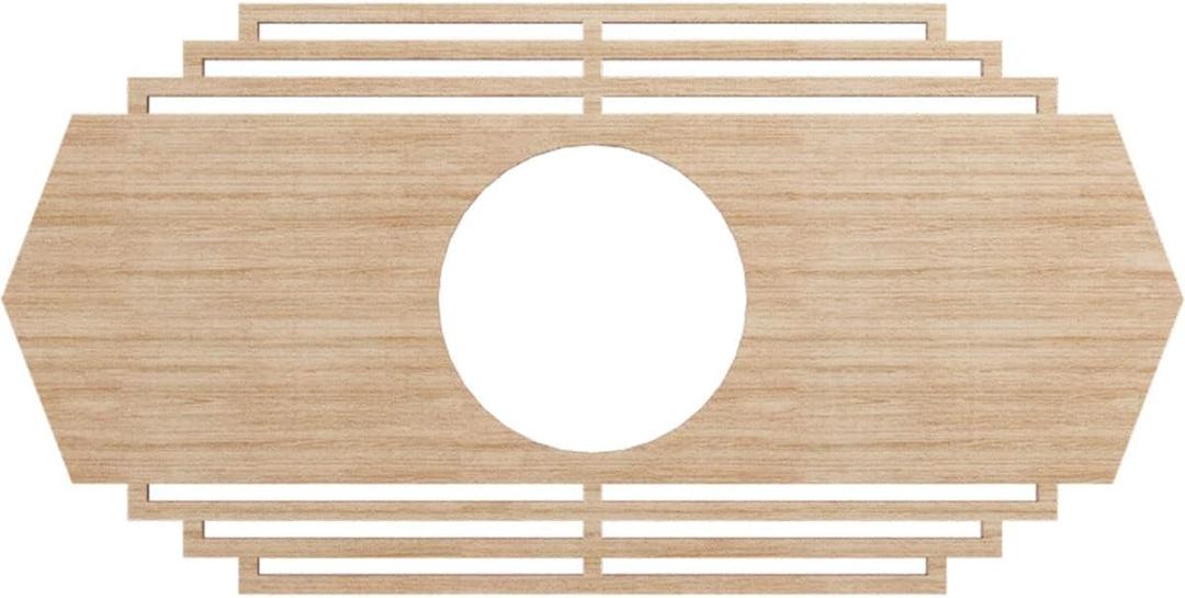 Ekena Millwork 16"W x 8"H x 4 1/4"ID x 1/4"T Chrysler Wood Fretwork Pierced Ceiling Medallion, Alder
