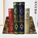 Decorative Bookends for Bookshelves, Set of 2 Marble Bookends for Living Room, Office, Bedroom, Heavy Duty,2 Pieces, Brown