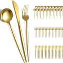 Evanda Gold Silverware Set 60 Piece Service for 20, Titanium Gold Plated Stainless Steel Flatware Set, Knives Forks Spoons Cutlery Set for Wedding, Parties, Birthday, Dishwasher Safe
