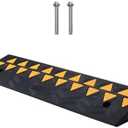 Happybuy Rubber Curb Ramp - 3.5" Rise, 10" Width, 39.4" Length, 15T Heavy Duty for Forklifts, Trucks, Buses, Cars, Wheelchairs, Bikes