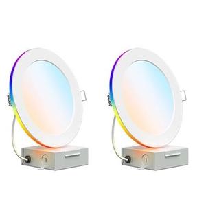 SMAVISTA 12W Smart Recessed Downlights 6 Inch, RGBCW WiFi LED Retrofit Light, Compatible with Alexa/Google Assistant, Sync to Music Mode & Multiple DIY Scene Mode with Junction Box, 2pk