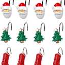 3 x Two Fish Home Fashions Set of 12 Decorative Christmas Tree Resin Shower Curtain Hooks, Christmas Tree Resin Curtain Rings Pack of 12 (Xmas Tree)
