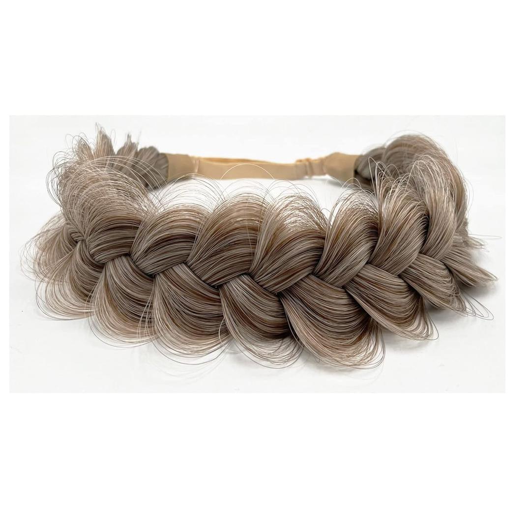 TOECWEGR Synthetic Hair Braided Headband Classic Wide Strands Wedding Disorderly Fluffy Braids Wig Band Women Beauty Accessory (GYU-A39)