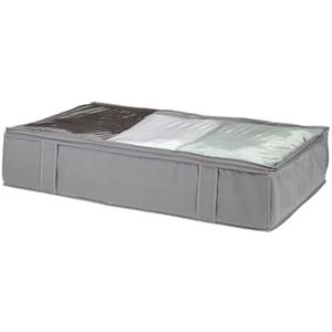 Underbed Storage Bag With Clear Front And Zipper (Light Gray, 18" x 30" x 6")