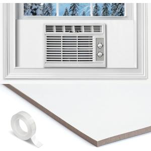 Window Air Conditioner Side Panels, 48" Extended Width Air Conditioner Surround Foam Insulation Panels for Indoor Window AC Units, Summer Winter Heat and Draft Window Seal Cover, White