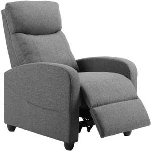 Sweetcrispy Recliner Chair Fabric Recliner Sofa No Massage, Home Theater Seating with Lumbar Support, Adjustable Push Back Overstuffed High-Density Sponge Reclining for Living Room, Slate Gray (27.2"D x 34.3"W x 38.6"H, Grey)