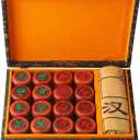 Wowwoody 1.88inch Mahogany Chines Chess Gift Box Set Xiangqi  Chines Traditional Xiangqi Classic Educational Strategy Board Games 2 Players Travel Game Set with Wooden Box and Leather Chessboard