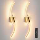 Battery Operated Wall Sconce Set of two, 3000K-6000K LED Dimmable Battery Wall Sconces with Remote Control, USB Rechargeable 31.4" gold Wireless Wall Lights for Living Room, Bedroom, Staircases