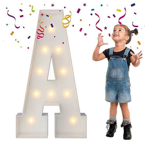 3FT Marquee Light Up Letters, Large Marquee Letters, Mosaic Balloon Frame Letter Big Letter For Engagement Wedding Decorations Birthday Party Backdrop Decor, Balloon Arch Kit Letter A