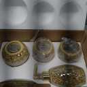 Whole HOUSEWARES - Bathroom Accessory Set - Accesorios de Bao - 5-Piece Decorative Glass Bathroom Accessories Set - Soap Dispenser, Tray, Jar, Toothbrush Holder - Mosaic Glass (Gold)