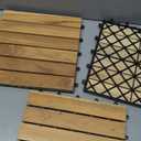 9 PCS Interlocking Deck Tiles 12" x 12"- Acacia Wood Deck Tiles for Outdoor & Indoor Use, Drainage, Non Slip, Easy Installation - Patio Flooring for Balcony, Backyard, and Garden (Golden Steak)