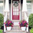 4 Bundles Large Artificial Geranium Flowers for Outdoors UV Resistant Faux Silk Flowers Realistic Fake Plants for Porch Balcony Patio Garden Home Decor(Purple Fuchsia)