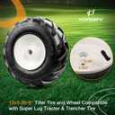 13x5.00-6" Tiller Tire and Wheel (1" Axle Size), 3-1/8" Centered Hub, Compatible with 13x5-6 Garden Trailer, Tractor, Tillers, and Snowblower Tire