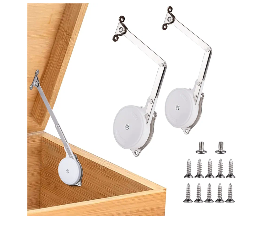 2 Pack | Toys Box Hinges Soft Close - HBL’ Lid Support Chest Hinges for Wooden Toy Box, Cedar, Storage Trunk & Benches, Made of Zinc Alloy, Safety & Heavy Duty.