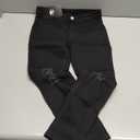 HUNGSON Men's Ripped Skinny Destroyed Stretchy Knee Holes Slim Tapered Leg Jeans Denim Pants Black, Size 7 