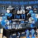 11th Birthday Decorations for Boys,196pcs Bruh Im 11 Birthday Decorations Happy 11th Birthday Boy Plates and Napkins Cups Tablecloth Backdrop Topper Balloons for 11 Year Old Birthday Decorations