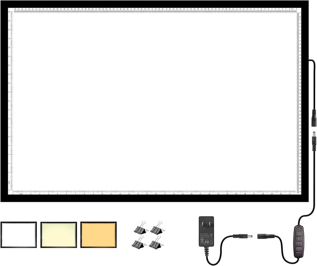 WELZK 7000+ Lux A1 Light Pad for Diamond Painting, 34.5x22.8inchs Extra Large 3-Colors Lightbox with UL Adapter. 10 Levels/Stepless Dimming for Tracing, Drawing, etc