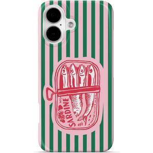 Compatible with iPhone 16 Case, Trendy Cute Sardine Girly Soft Slim TPU Shockproof Aesthetic Protective Phone Case Cover for Women Girls 6.1"