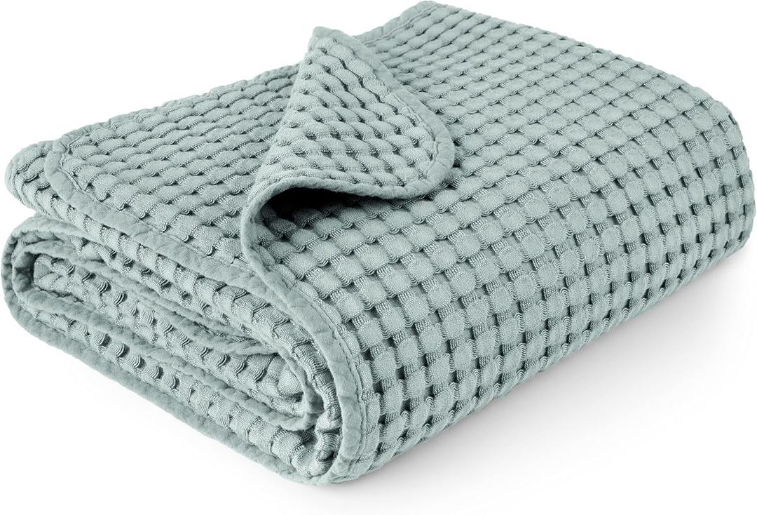 Konssy Waffle Baby Blanket - Soft & Cozy Nursery Swaddle Blanket, Lightweight Toddler Throw for Boys & Girls, Ideal for Wrapping(Light Green)
